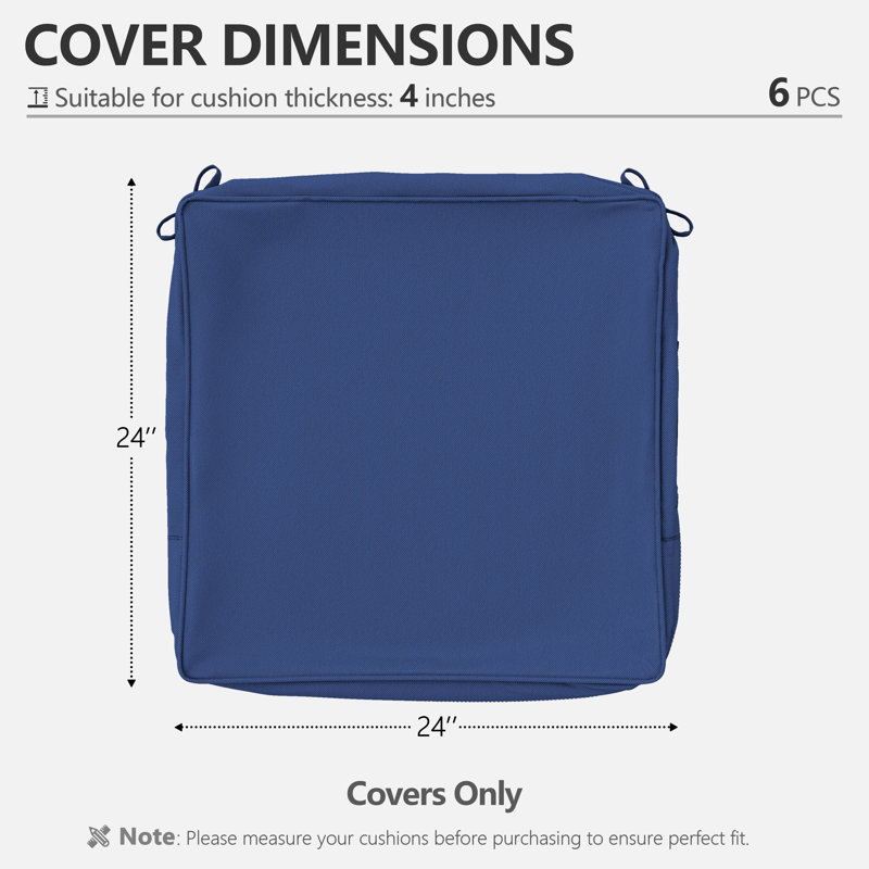 Housses pour coussins d'extérieur 24 x 24 x 4, L 24 po x P 24 po, Bleu