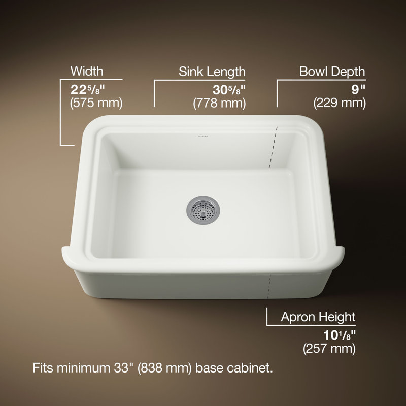 Audrine32-1/2" Undermount Single-Bowl Farmhouse Kitchen Sink, Dune, 33"