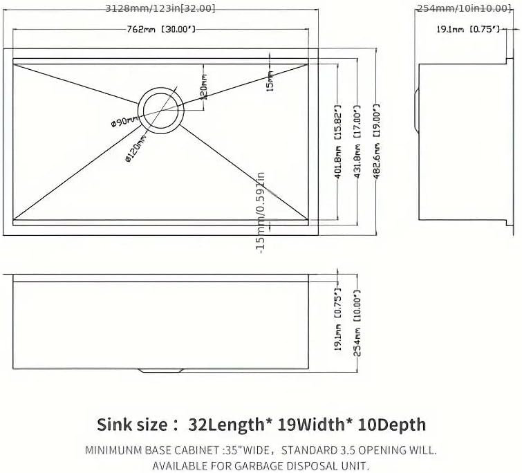 32X19 Inch Undermount Kitchen Sink - Premium 18-Gauge T-304 Stainless Steel, Deep Single Bowl With Advanced Soundguard Coating For Quiet, Durable Performance