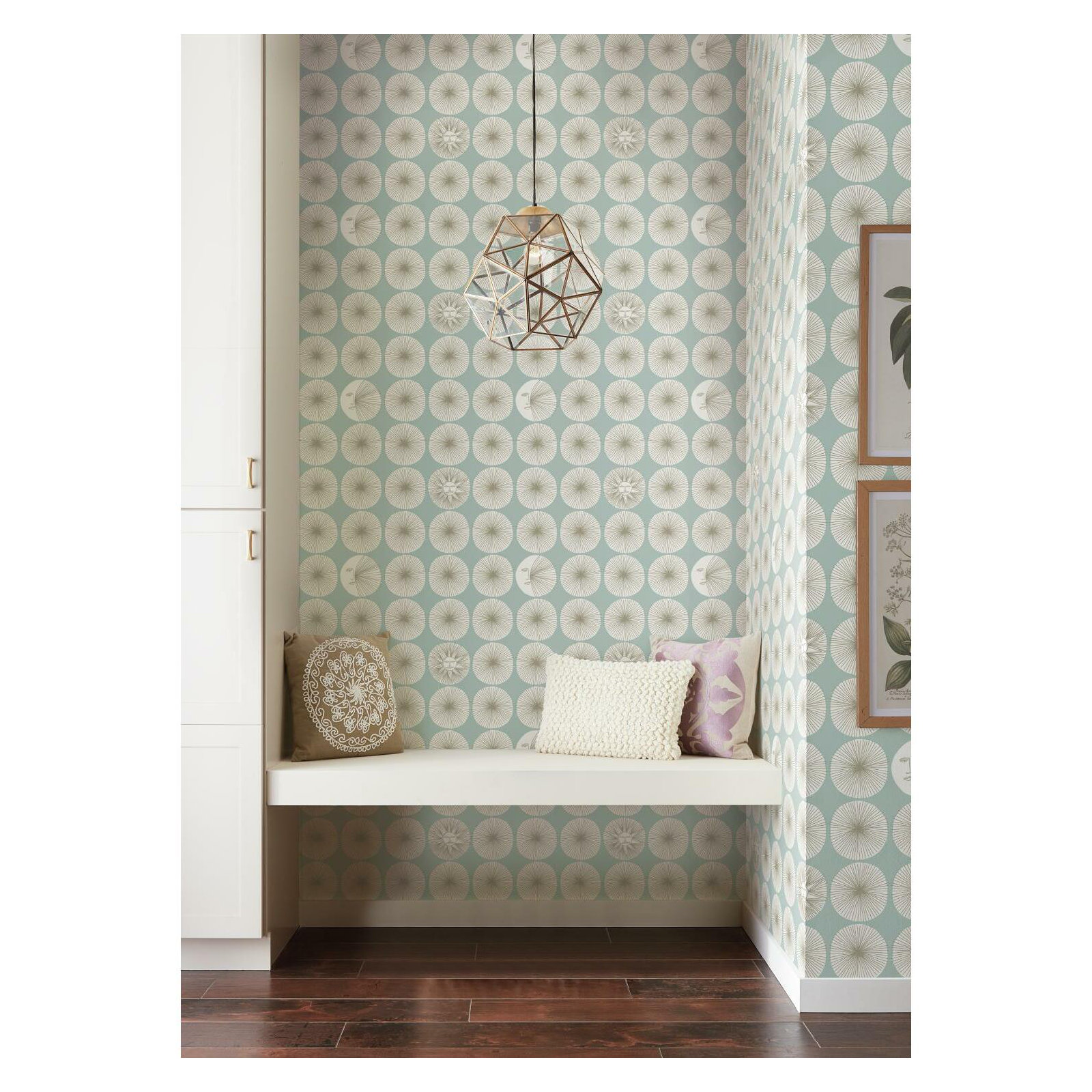 Mid-Century Peel & Stick Geometric Wallpaper, Light Blue/Glint