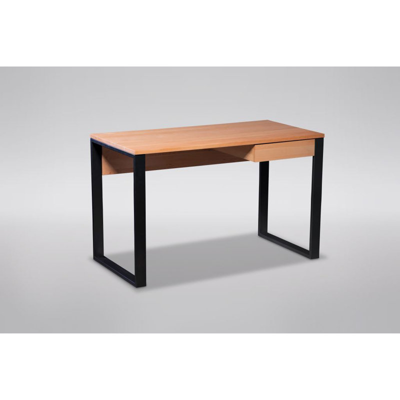 Moors Solid Wood Top Metal Base Writing Desk, Light Brown