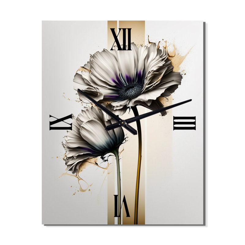 Jakhari - Floral Wall Clock, 32" H x 16" W x 1" D