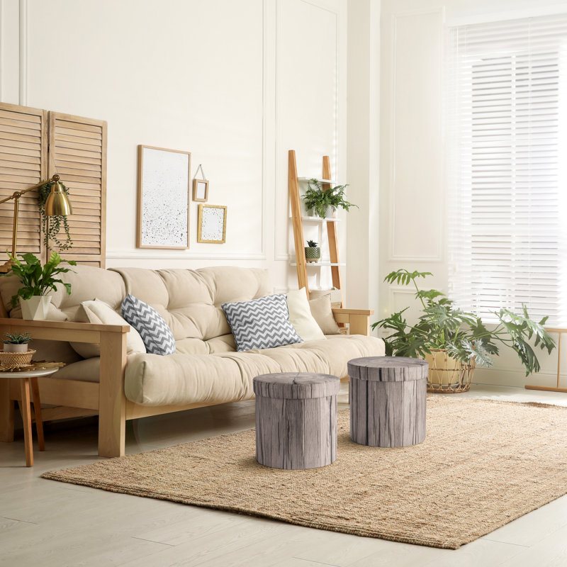 Sorbus Tree Stump Stool, Storage Ottoman 15 Inch Fake Tree Stumps Log Stool Storage, Artificial Tree Trunk, Perfect Footstool Kids Toy Chest, Rustic Log Cabin Decor Bench, Pedestal - 2 Pack, Gray