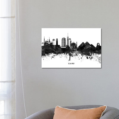 Cairo Skyline Black & White by WallDecorAddict - Wrapped Canvas Print