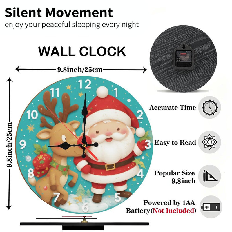 Horloge de Noël-Visage-avec-renne du Père Noël