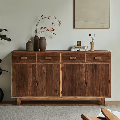 Vintage Wabi Sabi Style Double Door Accent Cabinet