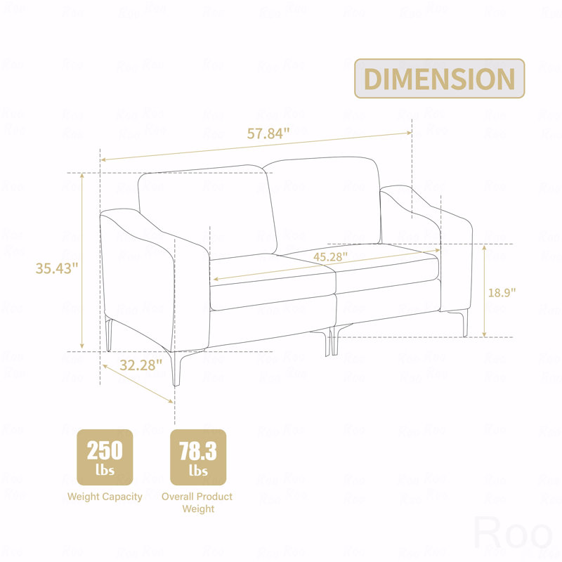 Basic Sectional Sofa, Modular  Sofa Two-Seater Sofa, Corduroy  Sofa, Gray Corduroy