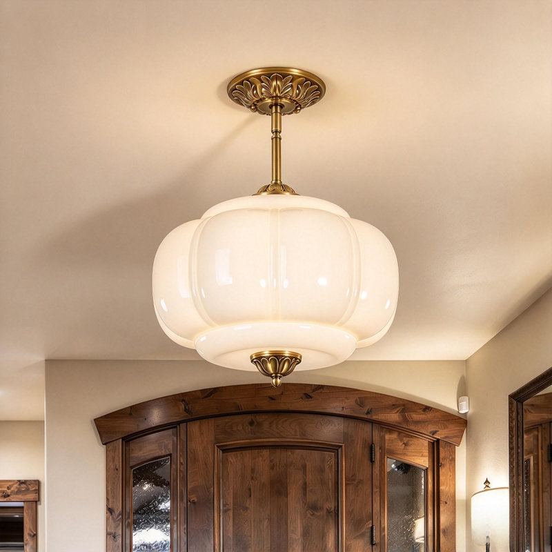 Buckminster 1-Light Milk Glass Semi Flush Mount Ceiling Light for Dining Room, Cream