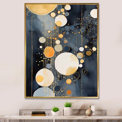 Pastel abstrait avec taches bleues noires et dorées - impression