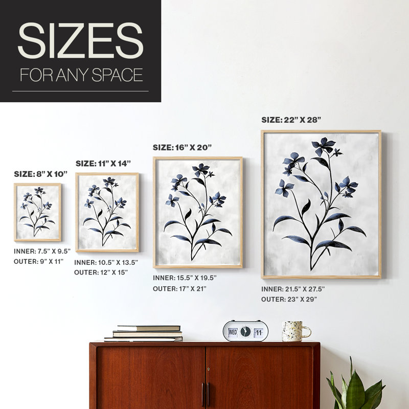 Reproduction encadrée FLORAL Series DLLV - bois massif, H 11 po x l 9 po
