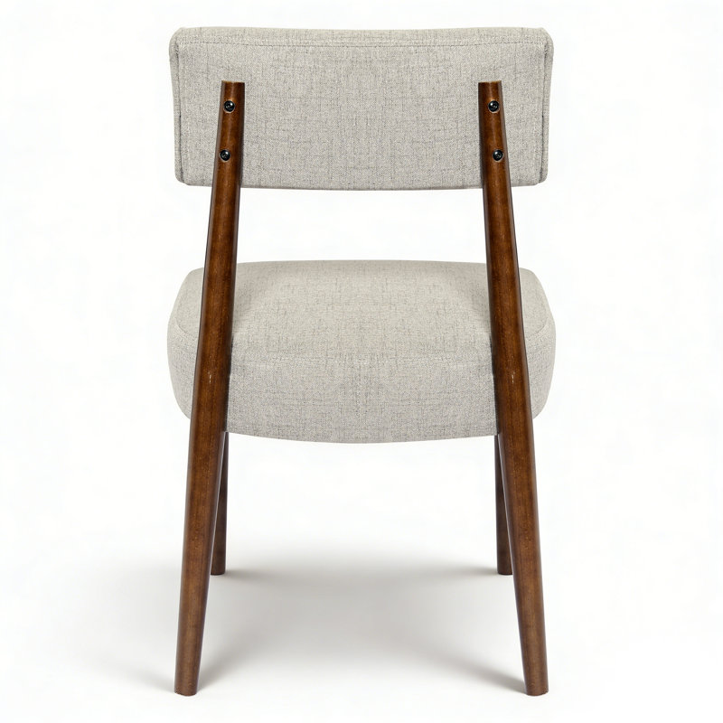 Upholstered Solid Wood Dining Chair Side Chair, Gray, Brown