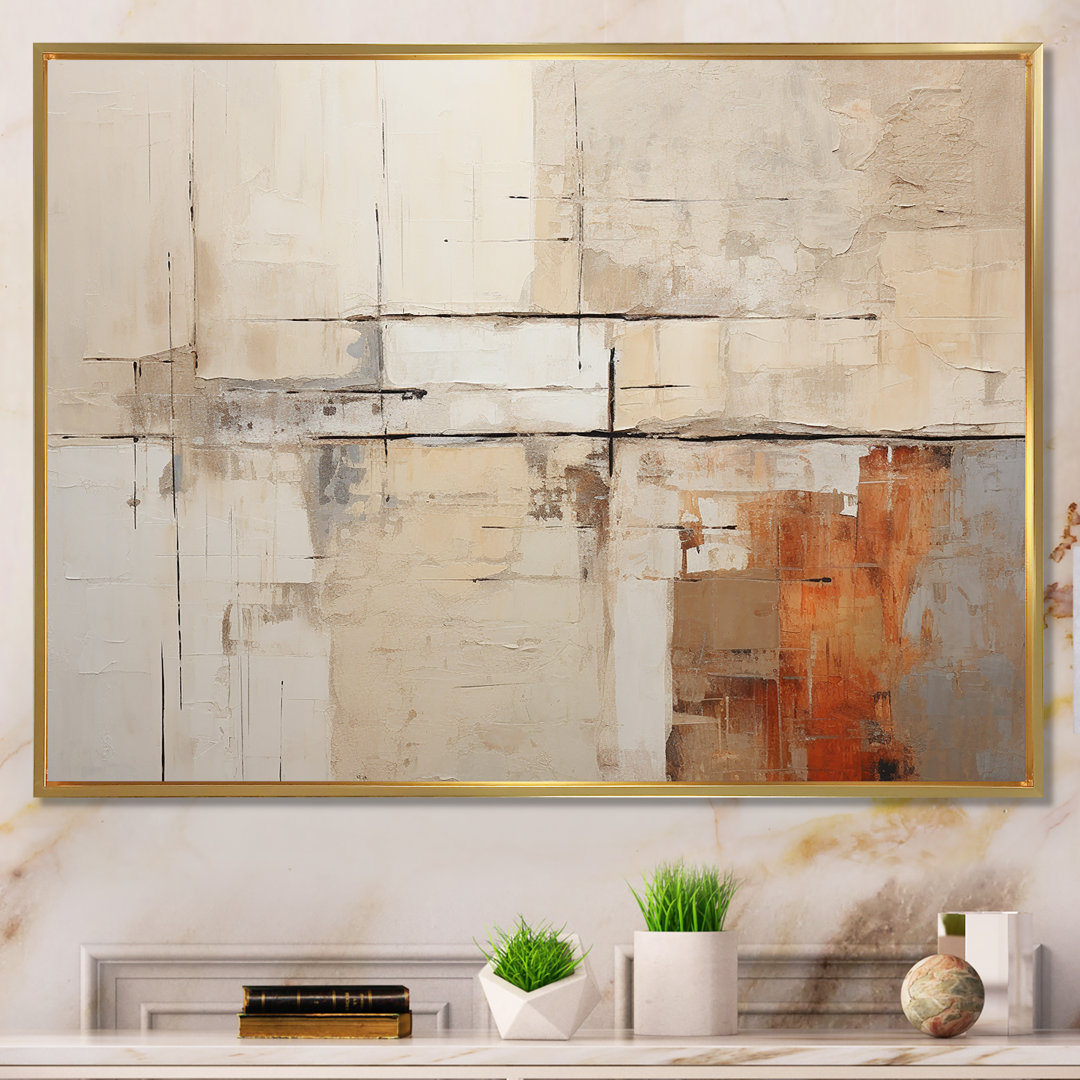 Abstract Beige Brown Road Collage - Abstract Collages Canvas Wall Art Design Art Overall 