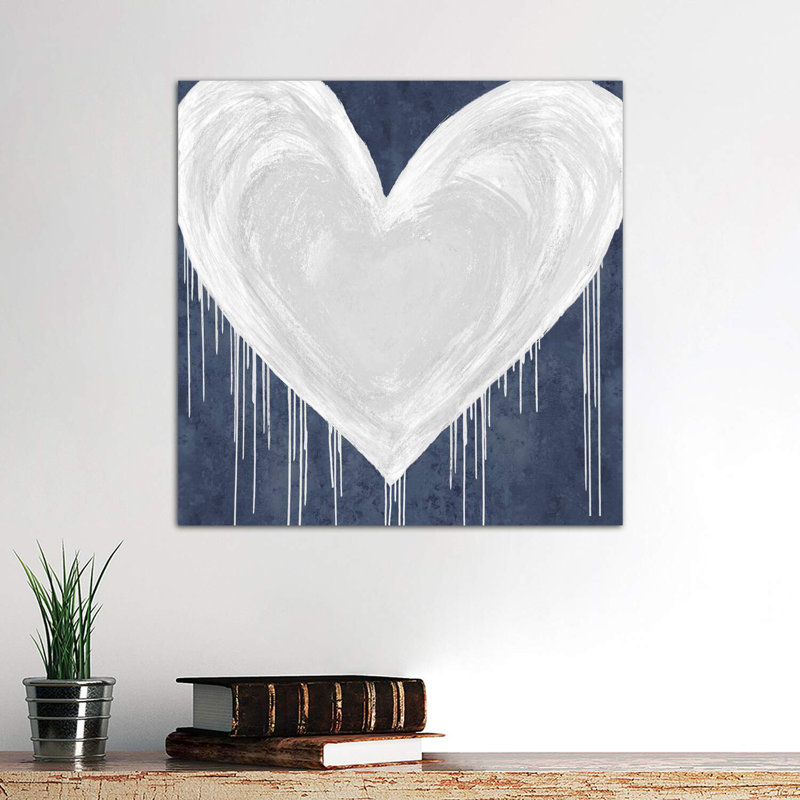 Big Hearted White On Blue by Lindsay Rodgers - Wrapped Canvas Print, 66.04 cm H x 66.04 cm W x 1.91 cm D