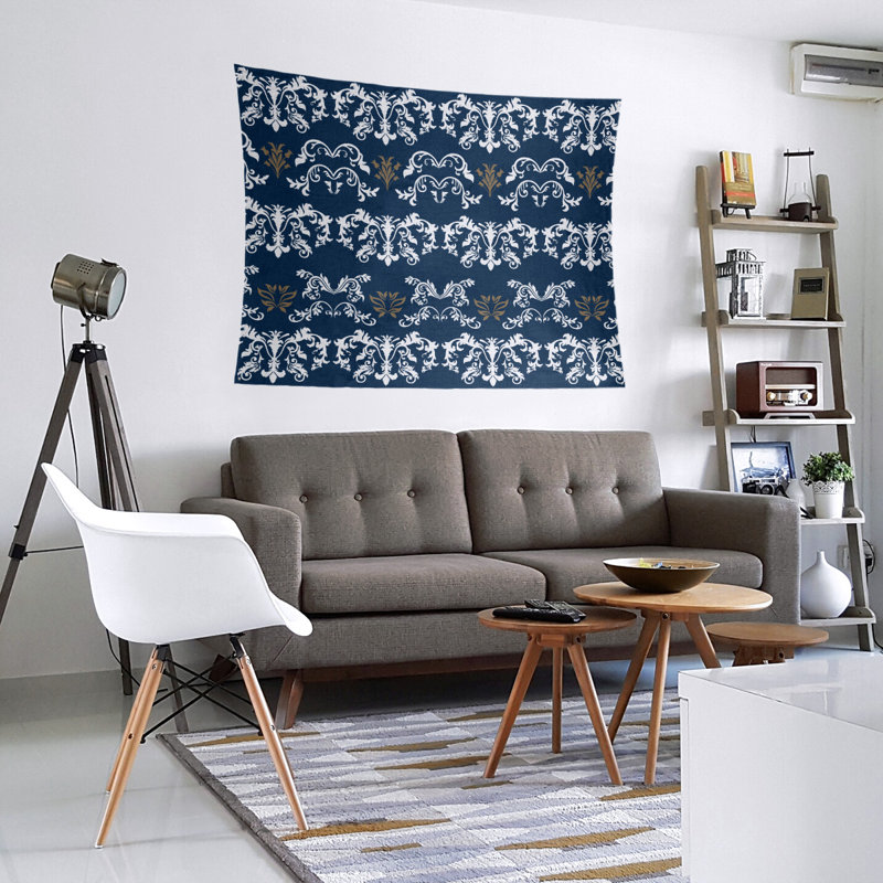 Tapisserie baroque en microfibre St Louis Football, H 27,5 po x l 37,5 po, Bleu marine / blanc / brun