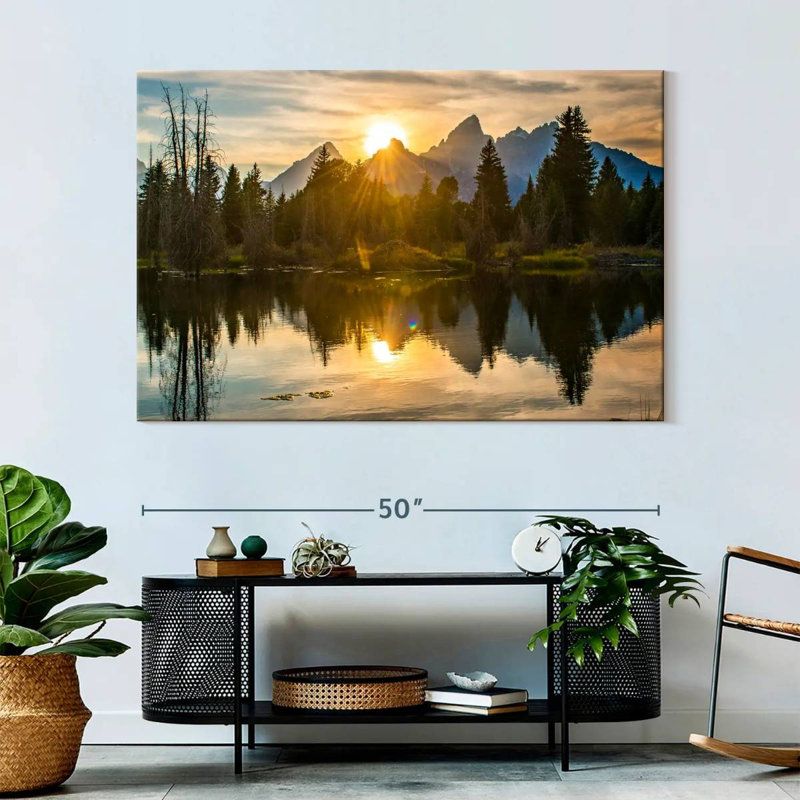 Impression sur toile Grand Teton Dramatic Sunset, H 34 po x l 51 po x P 1,25 po