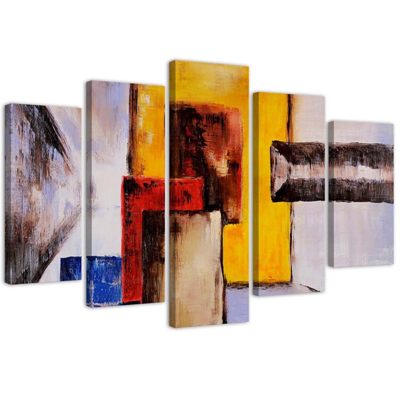 Colorful Abstraction 5 Piece Wall Art Set on Canvas, 100cm H x 200cm W