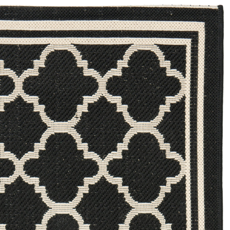 Herefordshire Indoor/Outdoor Hooked Black/Beige Rug, Rectangle 201 x 290 cm