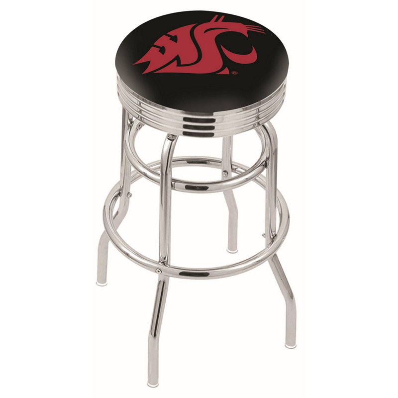 Tabouret de bar Logo Series, Tabouret de bar d'une hauteur de siège de 30 po, Double anneau chromé