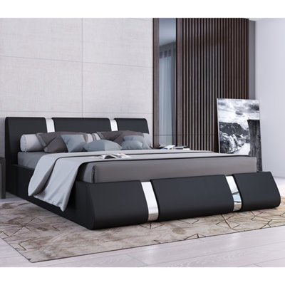 Lit plateforme tapissier avec rangement Baran