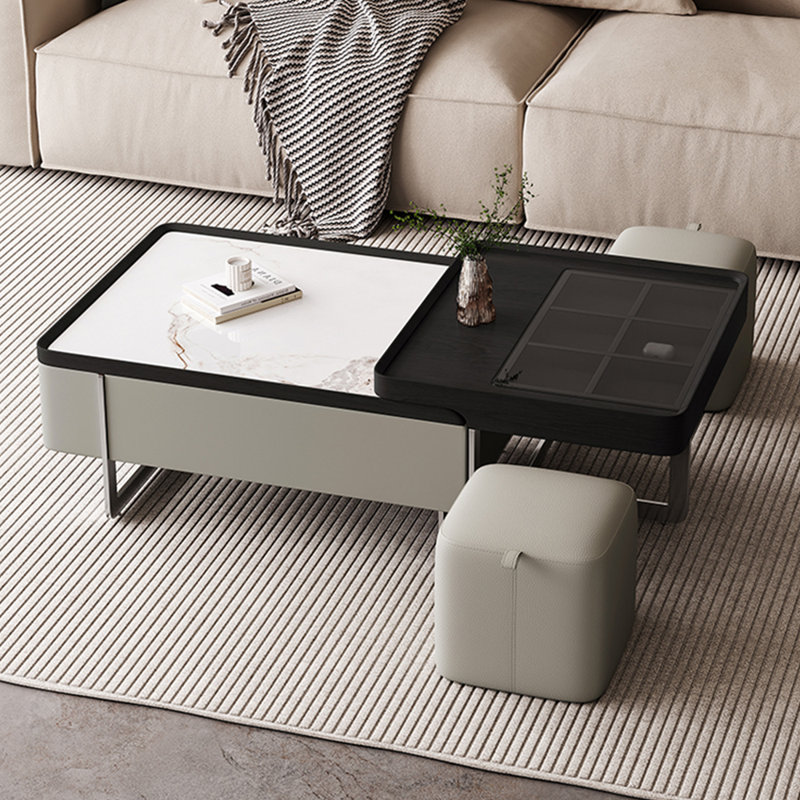 Italian minimalist light luxury coffee table, Black/White