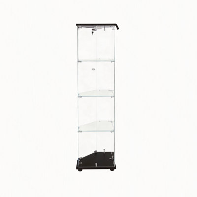 Vitrine à 5 côtés en verre trempé avec lumières RVB et serrure, armoire à boissons d'angle