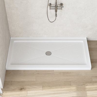 DeerValley 60" x 30" Shower Base in White with Single Threshold Shower Pan, Non-slip Design