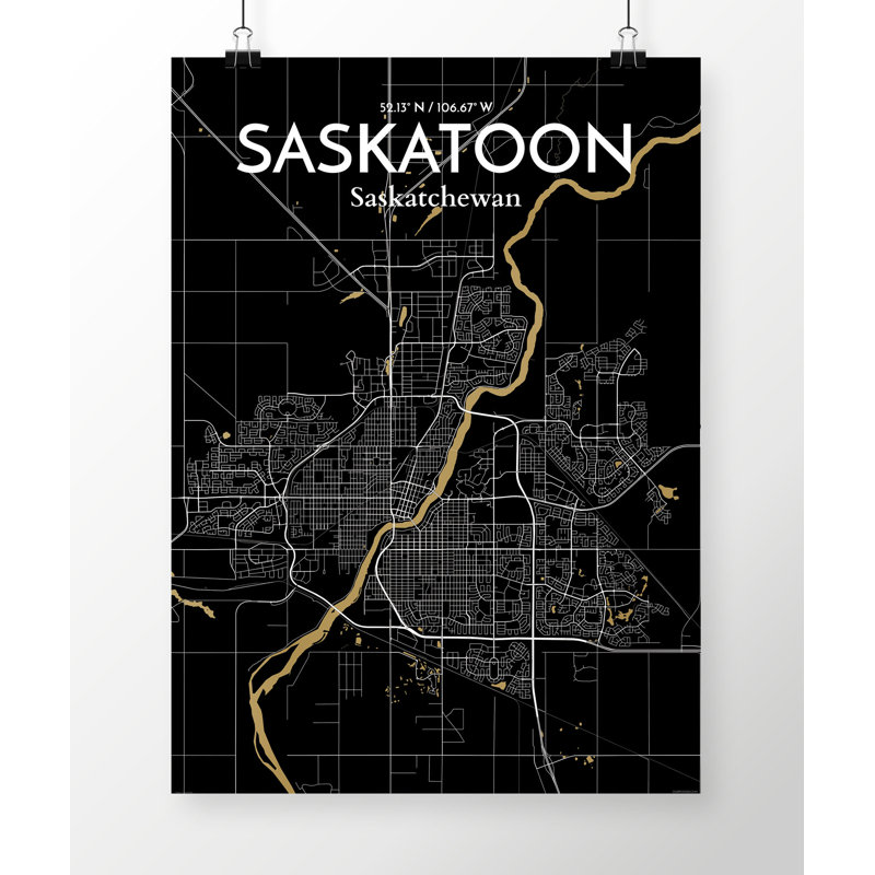 Saskatoon City Map - No Frame Print, 43.2cm H x 27.9cm W