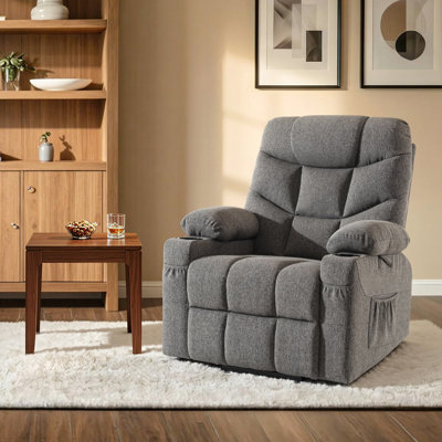 Fauteuil basculeur inclinable électrique avec repose-pieds prolongé Roder, revêtement en tissu