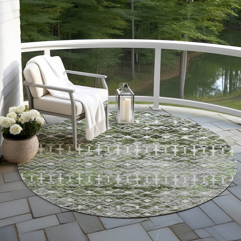 Tapis intérieur / extérieur vert Calandria, 8 pi x 8 pi