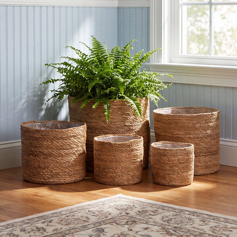 Hand-Woven Seagrass Baskets with Plastic Lining