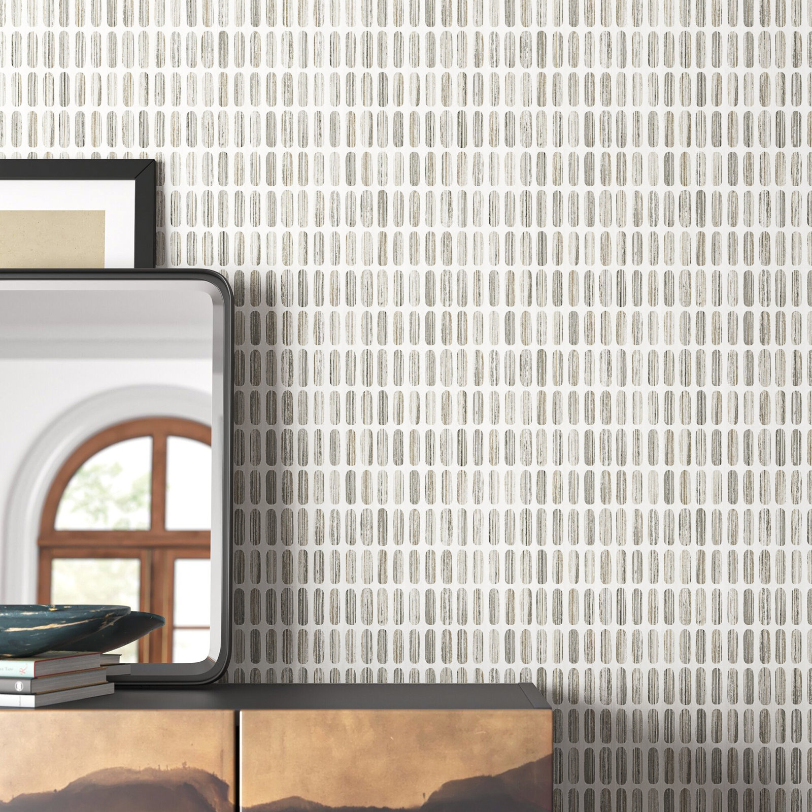 Bonn Abstract Wallpaper, Gray/Taupe