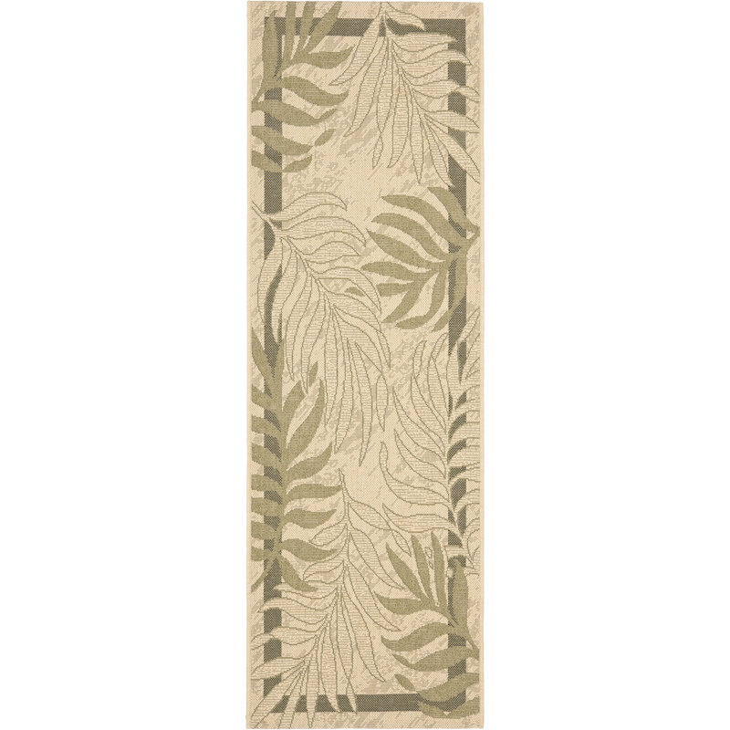 Allick Cream/Green Indoor/Outdoor Rug, Runner 69 x 201 cm