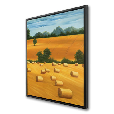 Hay Bale Fields - Western Framed Canvas for Home Decor