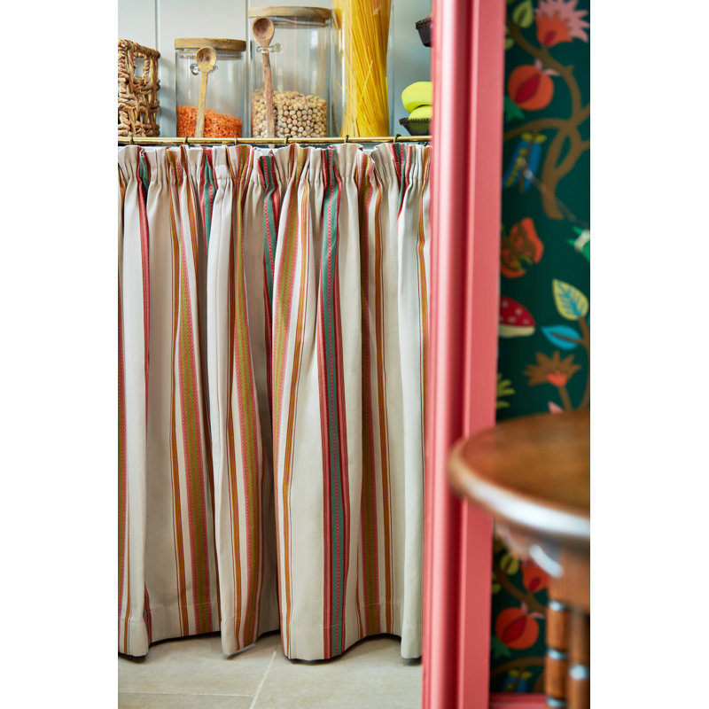 Valley Stripe Fabric, Red/Brown