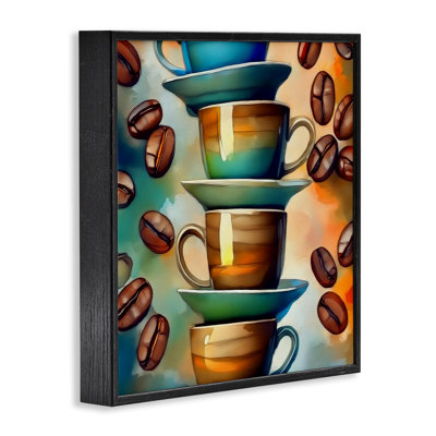  Ceramic Teacups & Coffee Framed Giclee Art by Alina Georgescu