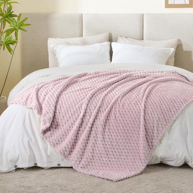 Jeté en molleton pour canapé et lit - couverture beige décorative en jacquard 3D, couverture douce et douillette, douce et confortable, toutes saisons, 50 x 60 pouces