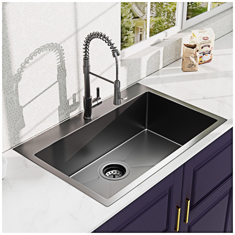 Topmount Kitchen Sink With Spring Neck Faucet