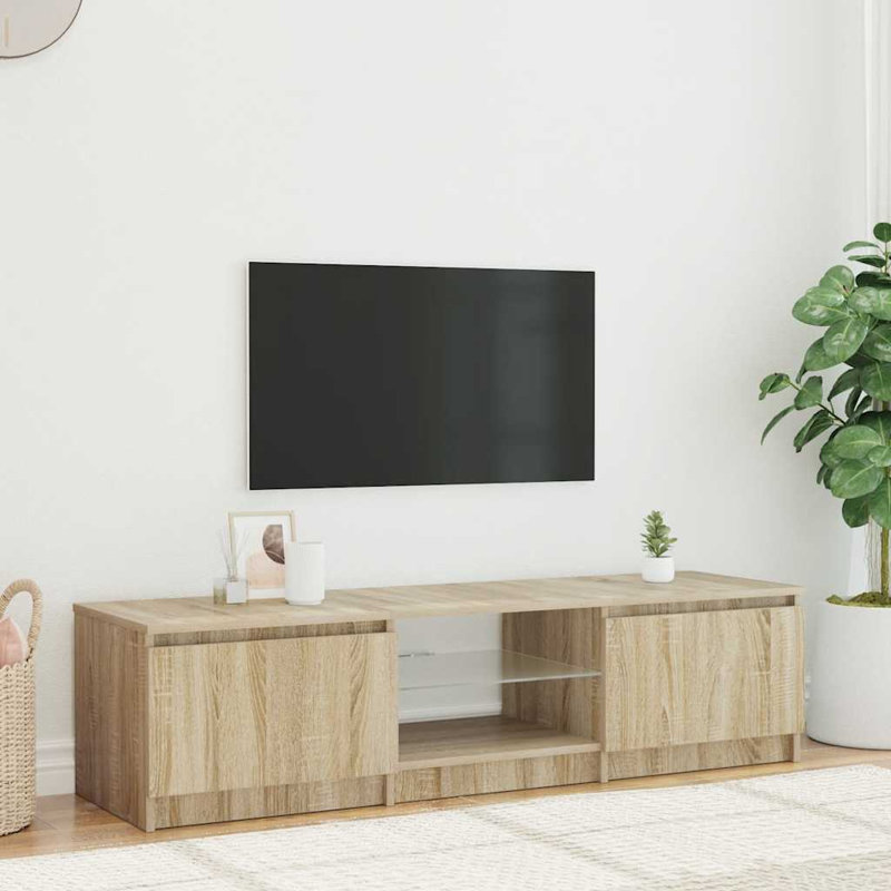 vidaXL TV Cabinet with LED Lights Smoked Oak 140x40x36 cm, 55.1", Smoked Oak