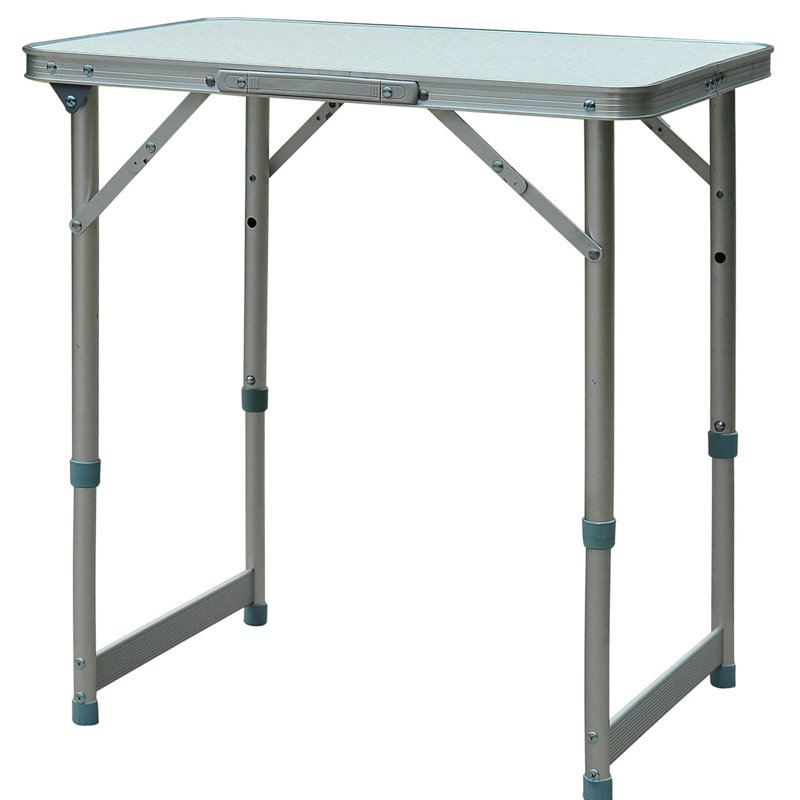 Table de camping pliante légère portative de 23 po - Hauteur réglable pour chaque besoin de camping, pique-nique, garage gris et argent