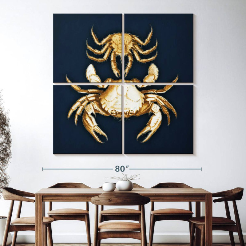 Crabes bruns bleu marine, H 74 po x l 74 po