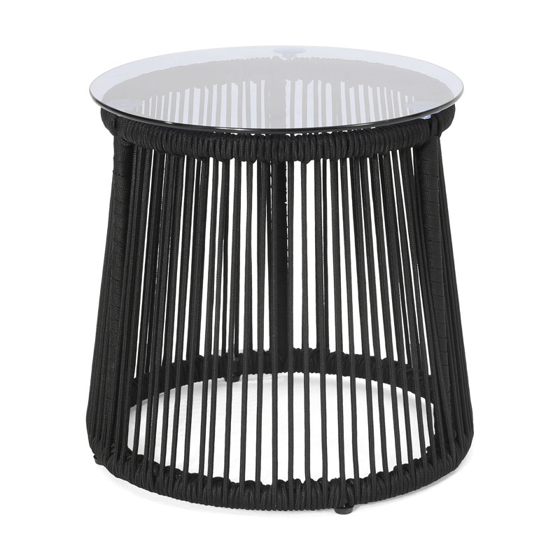 Woven Moonstone Side Table, Black