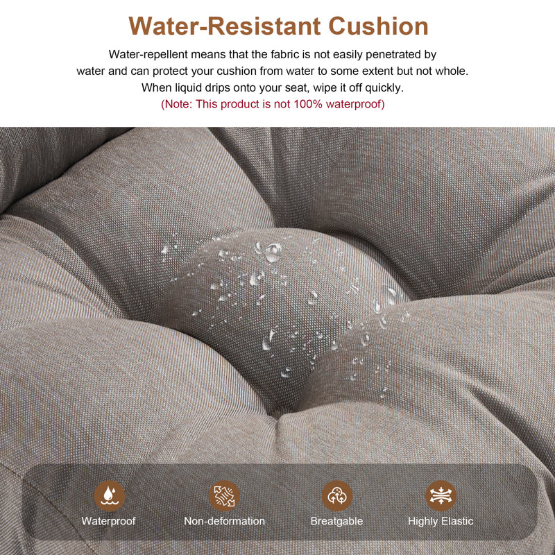  Outdoor Chair Cushion Tufted Seat & Back Cushion With Ties 40X21x4 Inch Waterproof UV Fade Resistant Replacement Cushion For Patio Garden Furniture,Grey