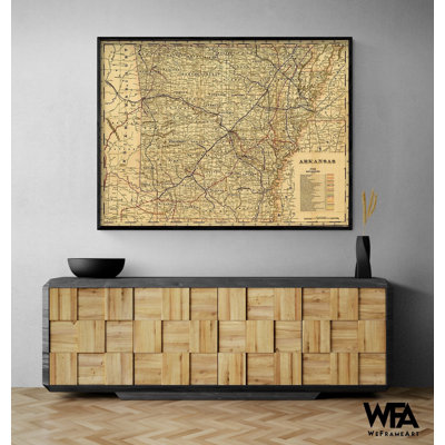 Arkansas 1895, carte antique de l'Arkansas, rénovation de chambre d'amis rustique, décoration murale de chambre à coucher principale, art mural de cuisine simple, art de ferme