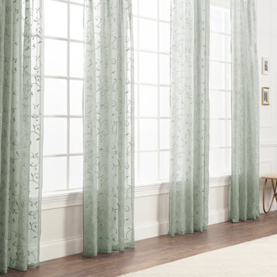 Delicia Floral Sheer Rod Pocket Curtain Panels