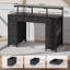 Metal Base Computer Desk with Power Outlet-126597971