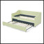 Lit de jour simple, canapé-lit convertible polyvalent 3 en 1 Gingham avec couchette coulissante et poches de rangement latérales, idéal pour les petits espaces-131377785-131377787
