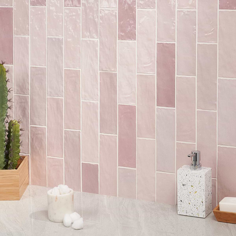 Portmore 3x8 Glazed Ceramic Tile, Pink