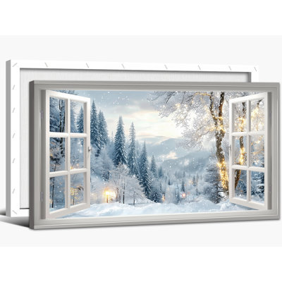 Large Winter Pictures Wall Decor - Winter Landscape Canvas Wall Art, Snowy Forest Scene Prints for Living Room, Christmas Painting Artwork Home Wall D