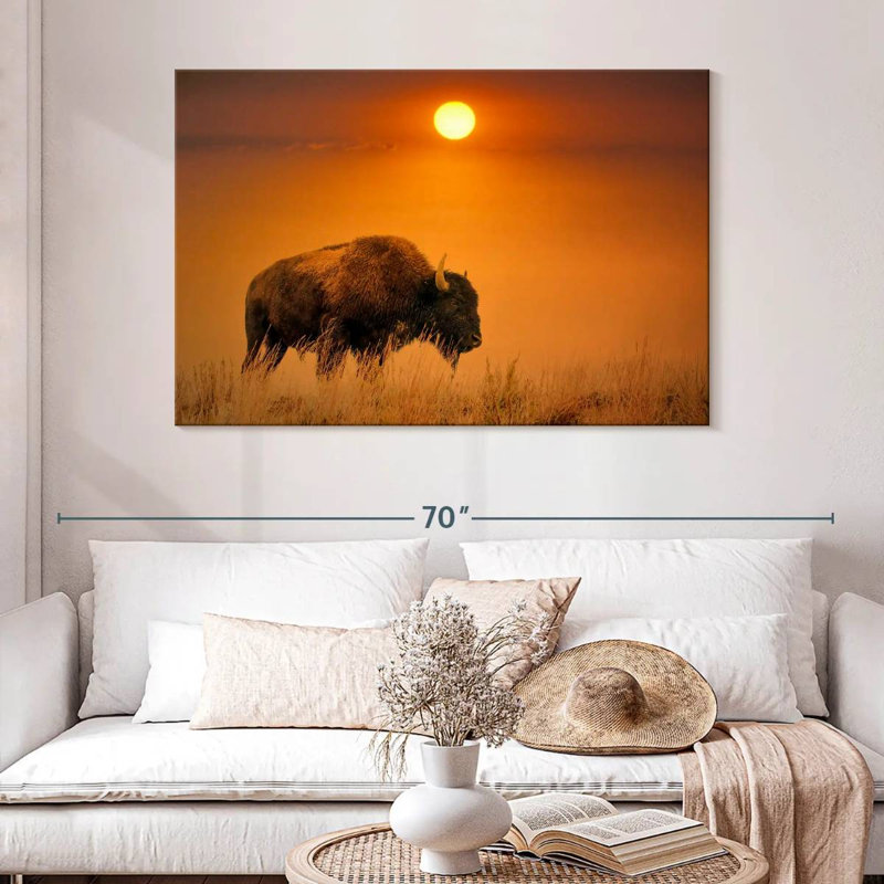 Lever de soleil bison Brampt, H 32 po x l 48 po