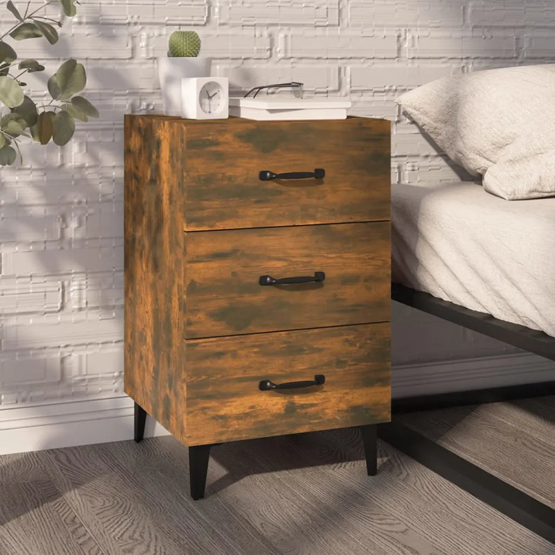 Westbury 40cm W Bedside Table, Smoked Oak